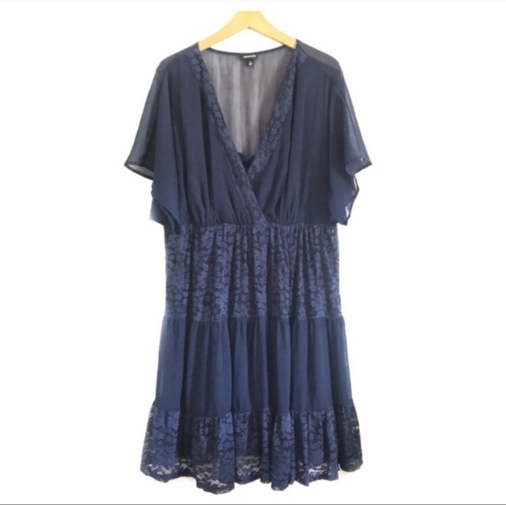 Torrid boho lace mini blue dress